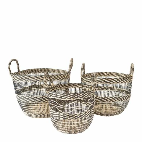 Florabelle - Wave Seagrass Basket Set Of 3 3 Florabelle - Wave Seagrass Basket Set Of 3