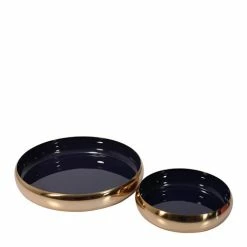 Florabelle - Toby Decor Brass Bowls Navy Set Of 2pc