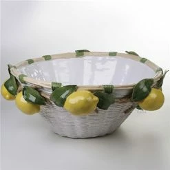 Zanatta - Ceramic Basket With Lemons Application 64x28cm