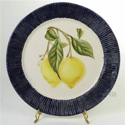 Zanatta - Sousplat With Lemon Design And Scratched Edge 32cm