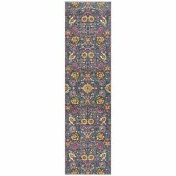 Tapete Rug - Babylon Floral Runner Rug Blue 300x80cm