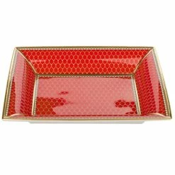 Halcyon Days - Gordon Castle Antler Trellis Tray Red