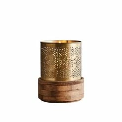 Zaffero - Siena Antique Brash Iron And Wood Lamp Small