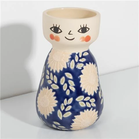 Jones & Co - Miss Cozette Vase Floral Blue 3 Jones & Co - Miss Cozette Vase Floral Blue